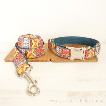 Lead Rope Dog Collars With Adjustable Metal Buckle